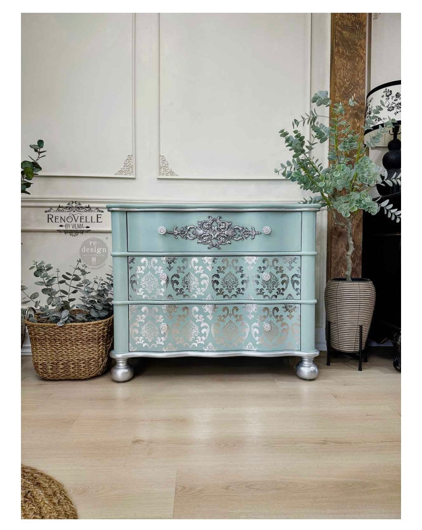 Silver House of Damask foil transfer