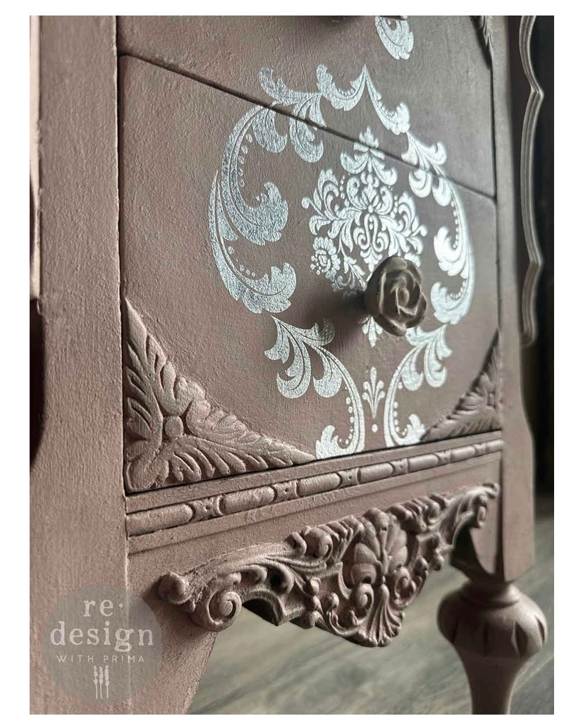 Silver House of Damask foil transfer