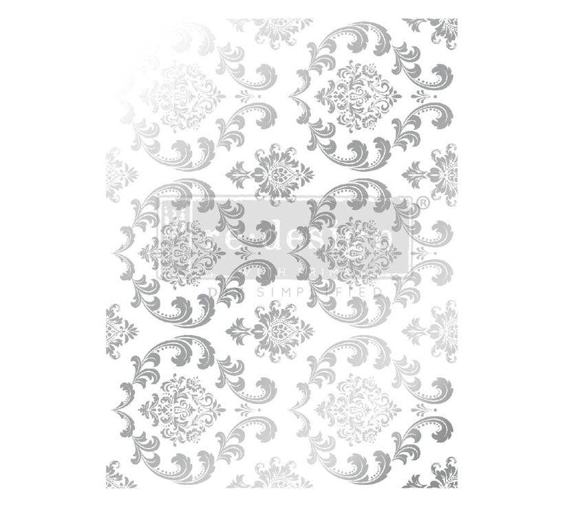 Silver House of Damask foil transfer