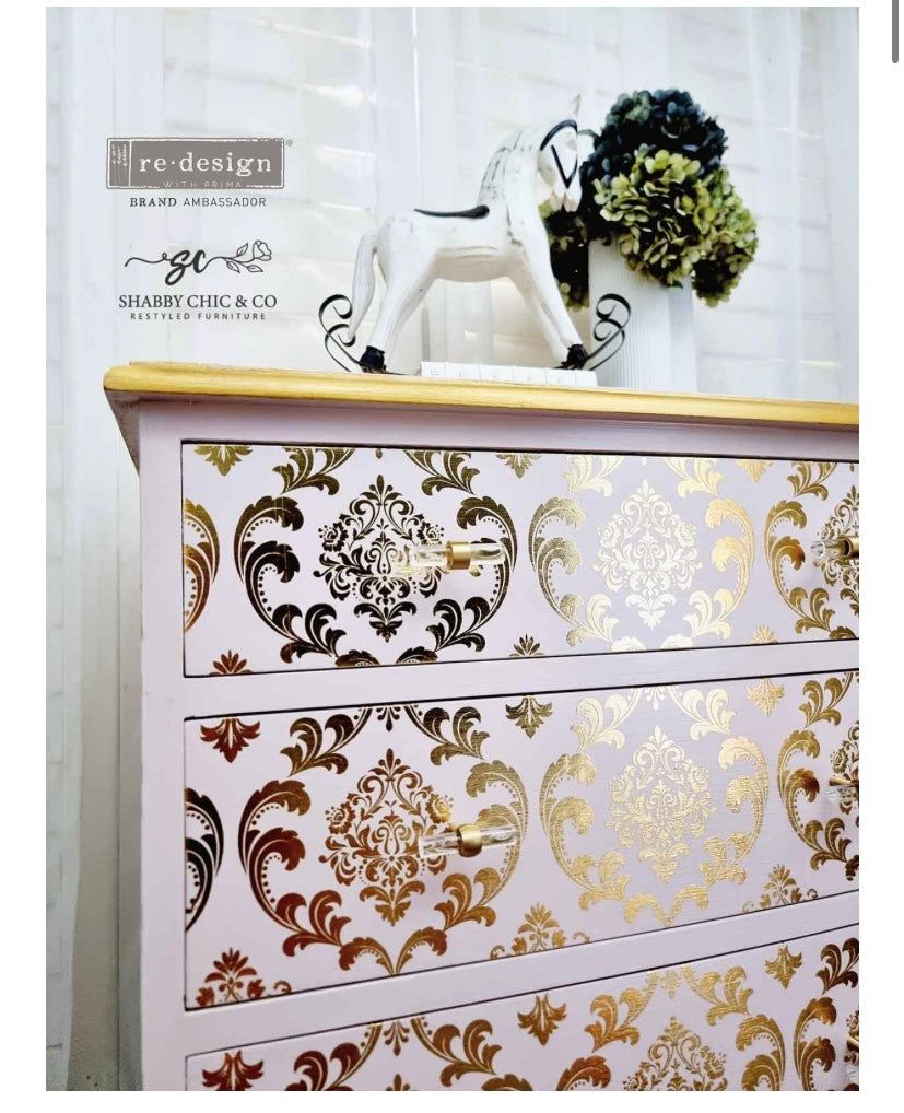 Gold House of Damask foil transfer