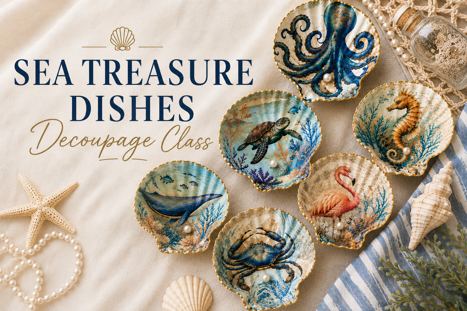 Sea Treasure Dishes Decoupage Class